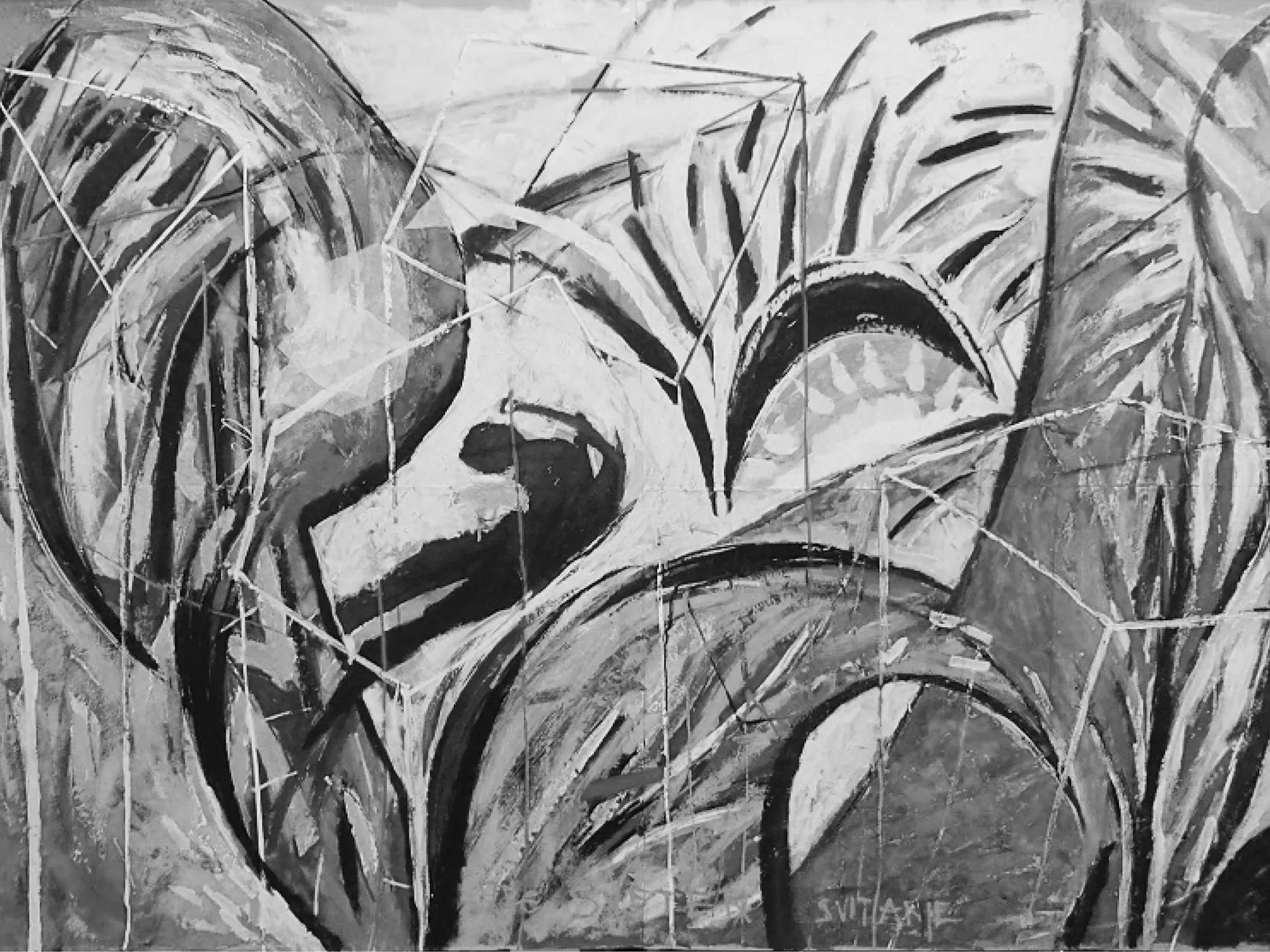 Črno-bela abstraktna slika